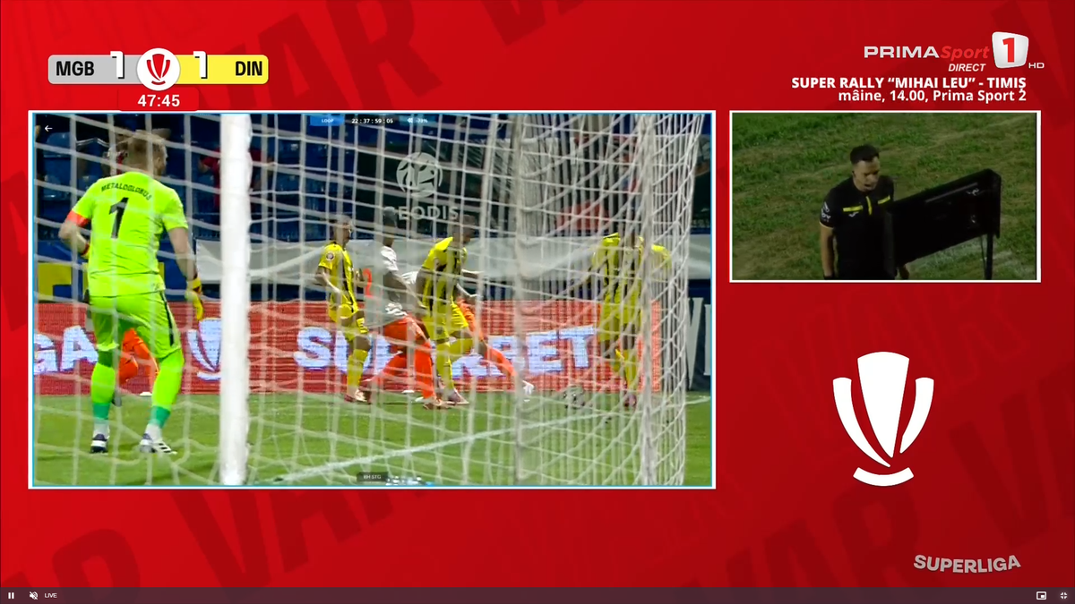 Gol anulat în Metaloglobus - Dinamo ca urmare a intervenției VAR