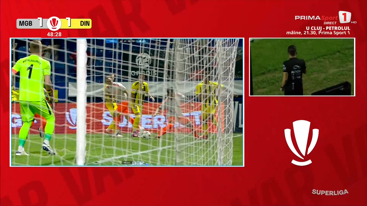 Dinamo, salvată după intervenția VAR! Golul de generic marcat de Metaloglobus a fost anulat