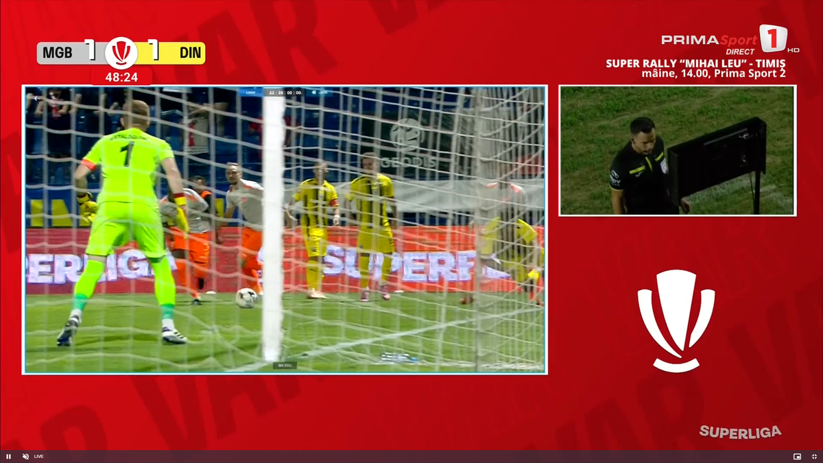 Gol anulat în Metaloglobus - Dinamo ca urmare a intervenției VAR