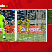 Gol anulat în Metaloglobus - Dinamo ca urmare a intervenției VAR. FOTO: captură Prima Sport