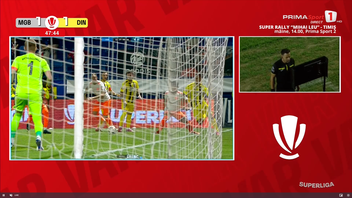Gol anulat în Metaloglobus - Dinamo ca urmare a intervenției VAR