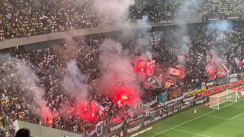 Peluza Nord Rapid la meciul cu FCSB, scor 1-0
Foto: GSP