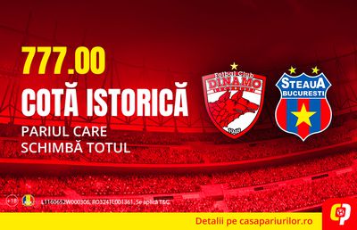Dinamo-Steaua, premieră istorică. Un singur pariu și ești bogat pe viață