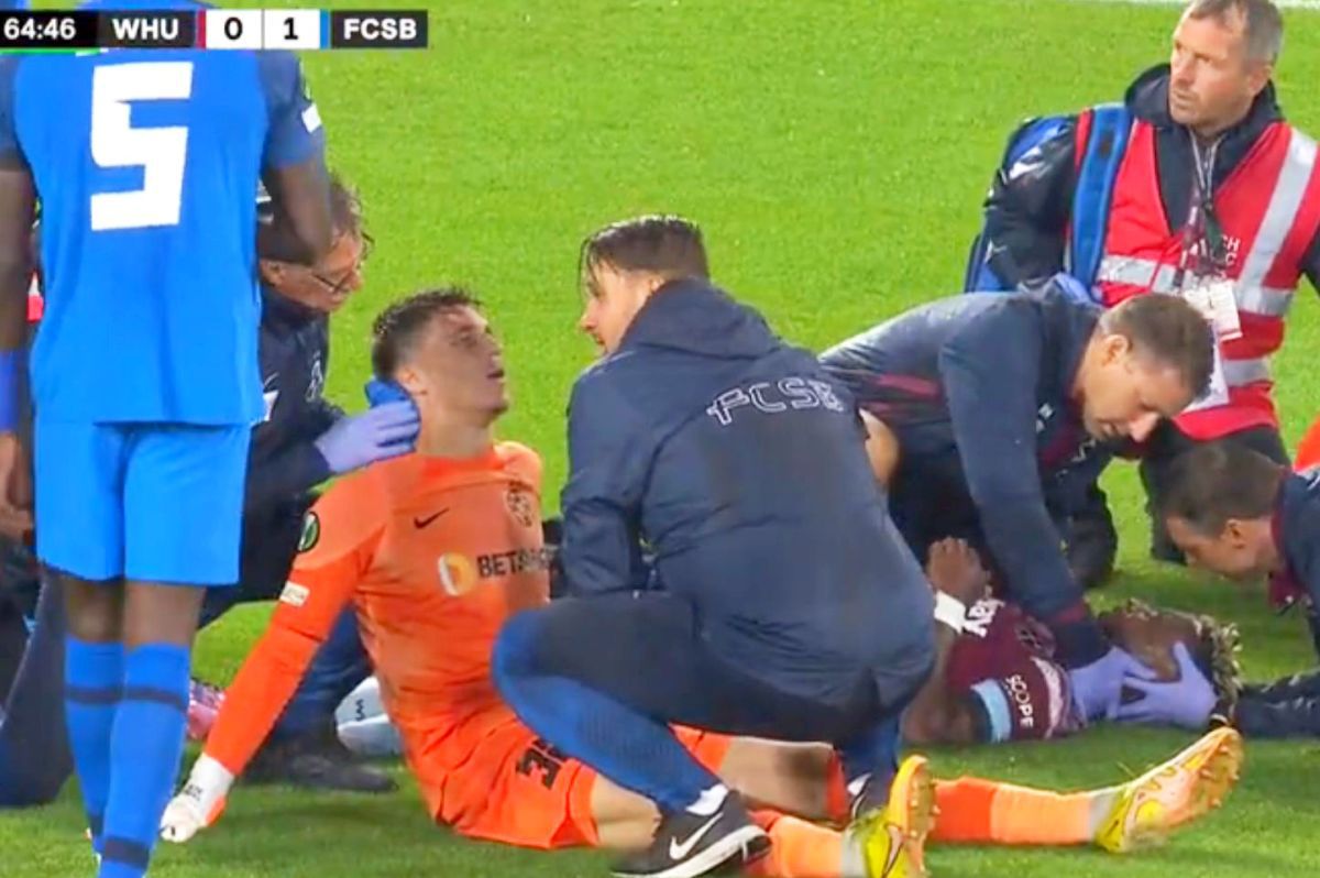 Penalty controversat dictat împotriva lui FCSB în meciul de pe London Stadium! Același arbitru o scotea pe CFR din Europa, după o fază identică