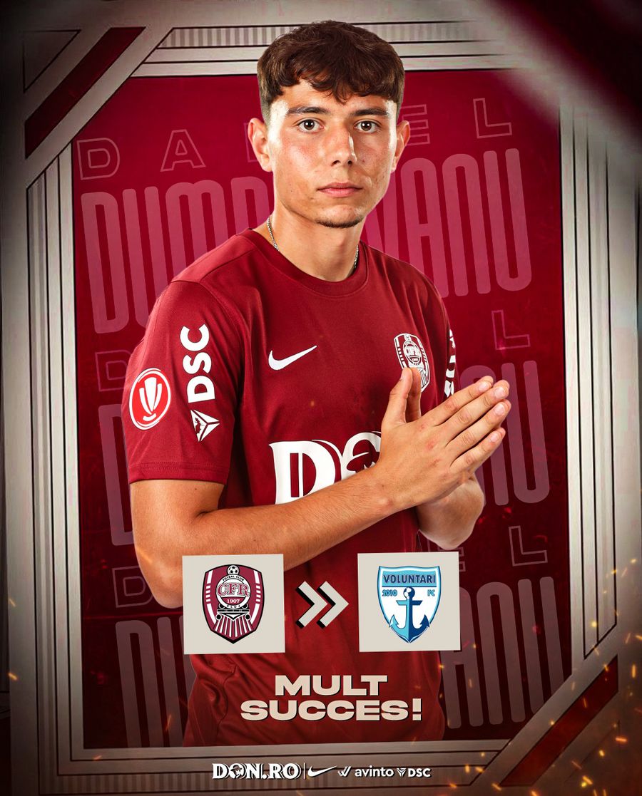 Daniel Dumbrăvanu a fost împrumutat la FC Voluntari / Foto: Facebook CFR Cluj CFR Cluj a renunțat la al patrulea fotbalist în ultima zi de mercato