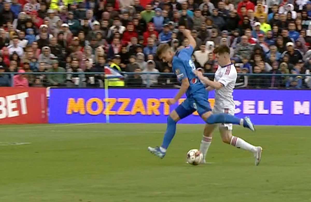 Farul a cerut penalty în deplasarea cu Oțelul / FOTO: Capturi TV @Orange Sport 1