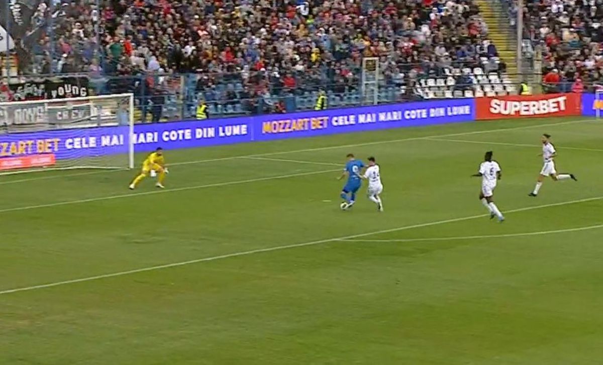 Farul a cerut penalty în deplasarea cu Oțelul / FOTO: Capturi TV @Orange Sport 1