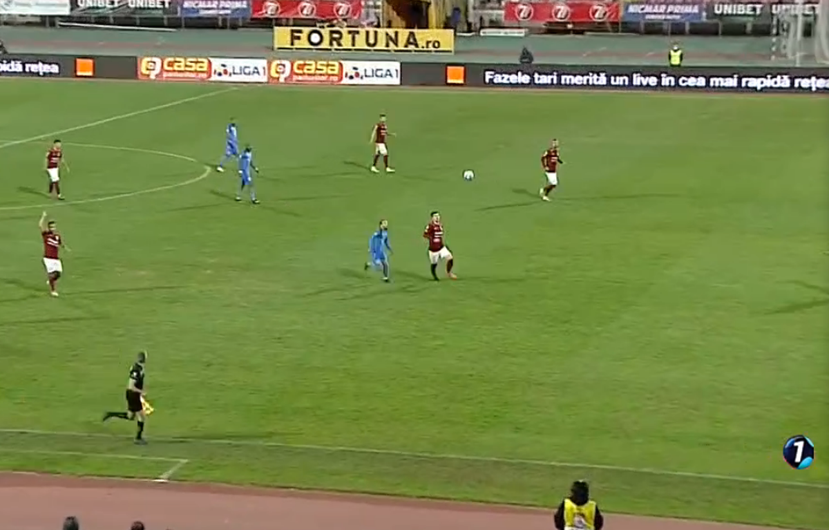 Gafă uriașă în apărarea Rapidului la golul doi reușit de Academica Clinceni