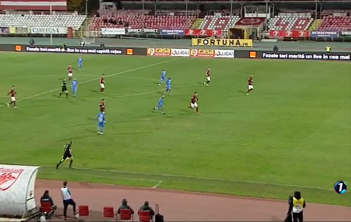 Gafă uriașă în apărarea Rapidului la golul doi reușit de Academica Clinceni