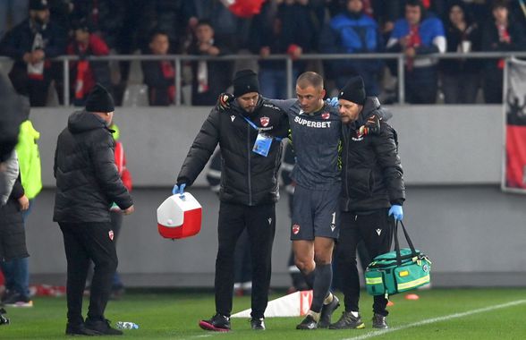 Dublă lovitură pentru Dinamo. Golubovic s-a accidentat după o gafă colosală și a fost înlocuit de un debutant