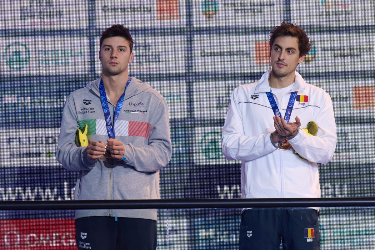 FOTO Andrei Ungur, bronz la 100 de metri spate la Campionatul European de înot în bazin scurt de la Otopeni