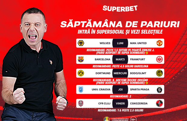 Săptămâna de pariuri începe cu recomandările din SuperSocial