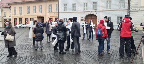 Oamenii au protestat în Sibiu situația lui Novak Djokovic
Foto: Turnulsfatului.ro