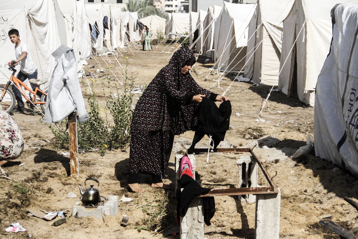 Stadionul „Yarmouk” din Fâșia Gaza, transformat într-un centru de refugiați