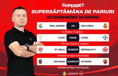Săptămâna de pariuri: vezi recomandările lui SuperGigi în SuperSocial!