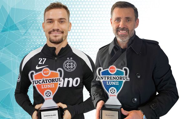 Bucureștiul la putere! Darius Olaru și Zeljko Kopic au câștigat trofeele pentru Jucătorul și Antrenorul lunii decembrie 2024 + clasamentele detaliate