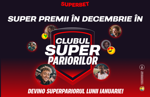 Premii de 452.000 de lei în decembrie în Clubul SuperPariorilor by Superbet!