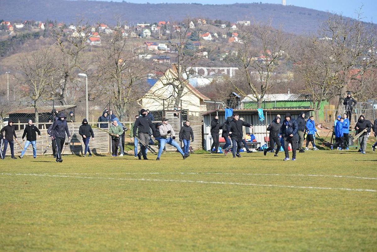 FOTO Măcel la un amical: suporterii au intrat pe teren cu bâtele și s-au luat la bătaie