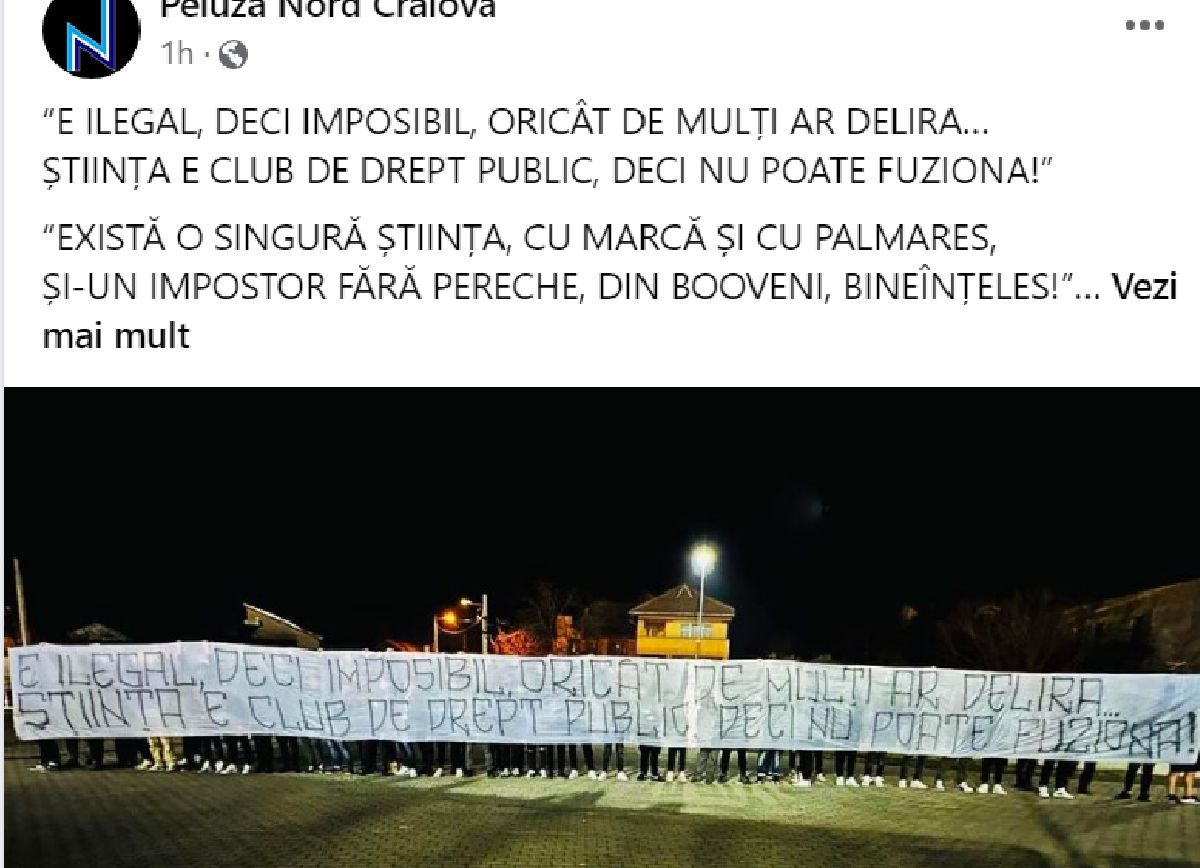 Joi noapte, la Sibiu » Ultrașii rivalei, mesaj de lângă autocarul lui FCU Craiova: „Gândul fuziunii, eternul vostru joc”