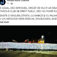 Peluza Nord Craiova a încercat să introducă pe „Oblemenco” mai multe bannere de protest / Sursă foto: Facebook