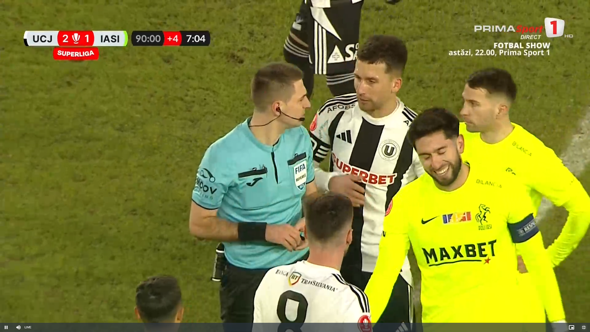 U Cluj - Poli Iași 2-2. Ioan Ovidiu Sabău explică de ce l-a schimbat la pauză pe Vladislav Blănuță și își strigă nemulțumirea: „NU ai voie!”