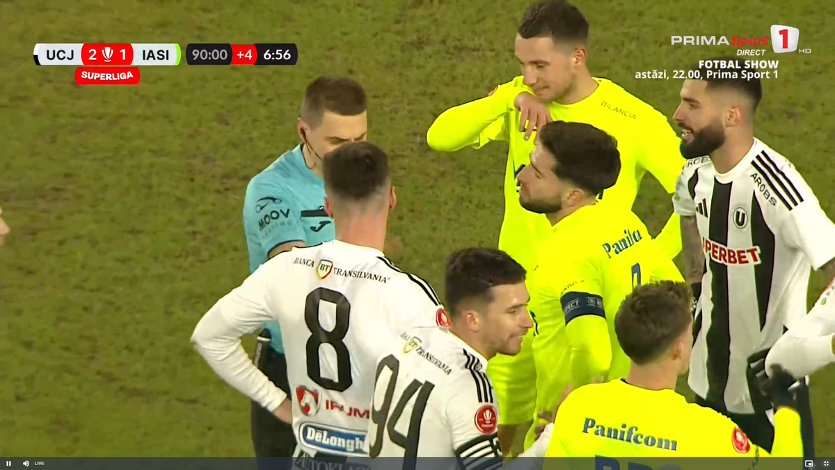 U Cluj - Poli Iași 2-2. Ioan Ovidiu Sabău explică de ce l-a schimbat la pauză pe Vladislav Blănuță și își strigă nemulțumirea: „NU ai voie!”