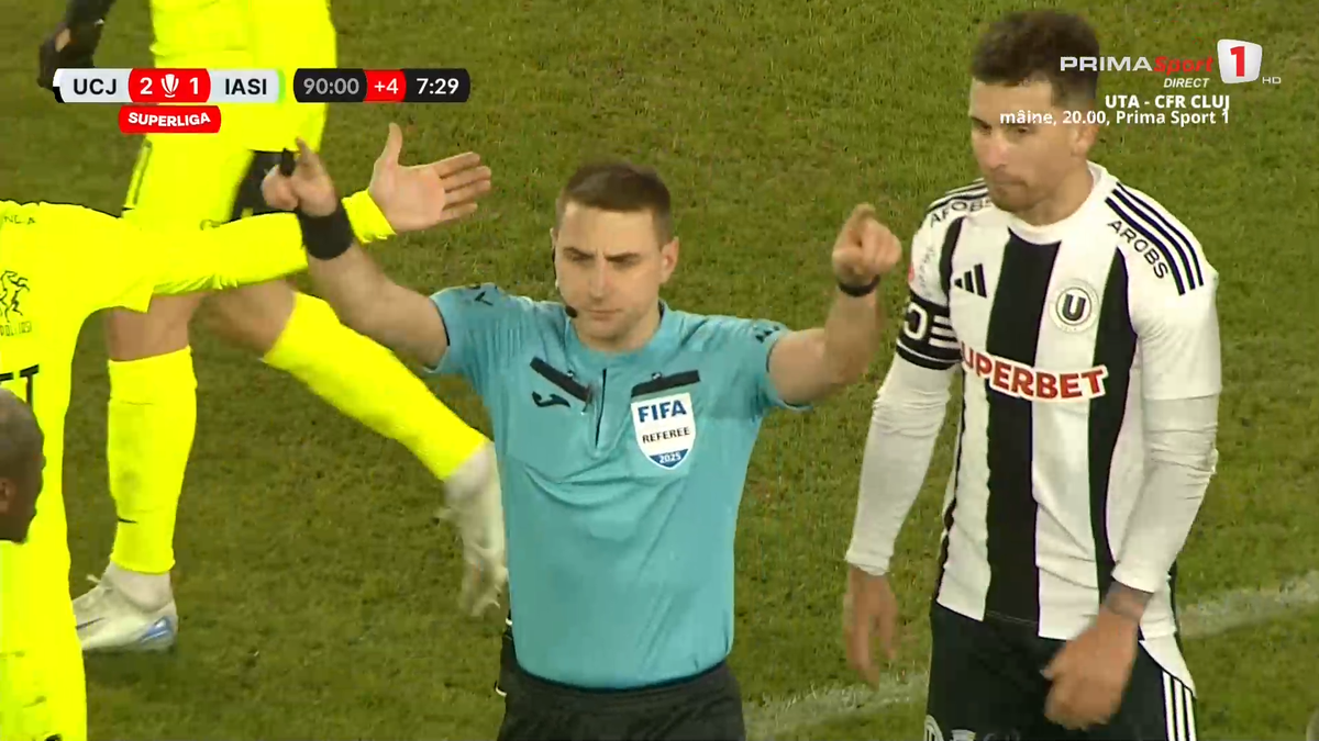 U Cluj - Poli Iași 2-2. Ioan Ovidiu Sabău explică de ce l-a schimbat la pauză pe Vladislav Blănuță și își strigă nemulțumirea: „NU ai voie!”