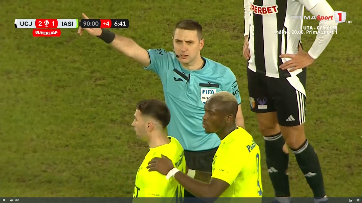 U Cluj - Poli Iași 2-2. Ioan Ovidiu Sabău explică de ce l-a schimbat la pauză pe Vladislav Blănuță și își strigă nemulțumirea: „NU ai voie!”