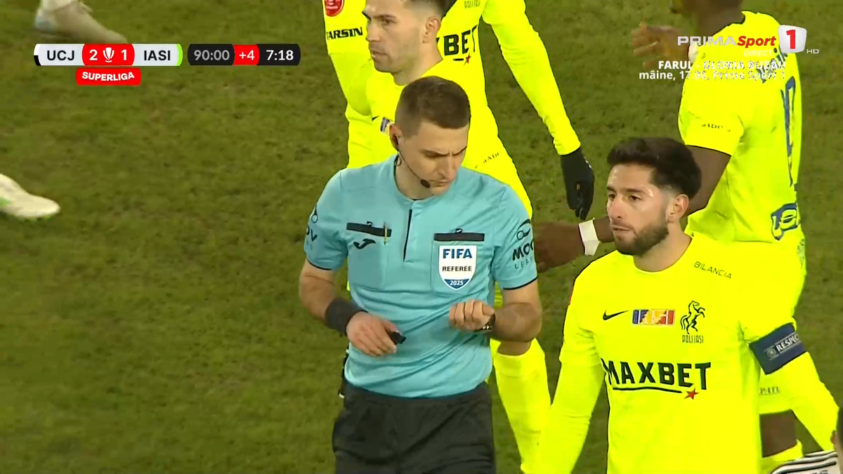 U Cluj - Poli Iași 2-2. Ioan Ovidiu Sabău explică de ce l-a schimbat la pauză pe Vladislav Blănuță și își strigă nemulțumirea: „NU ai voie!”