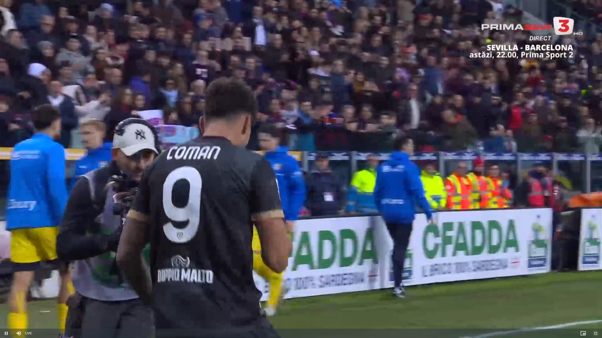 Golul lui Florinel Coman în Cagliari - Parma