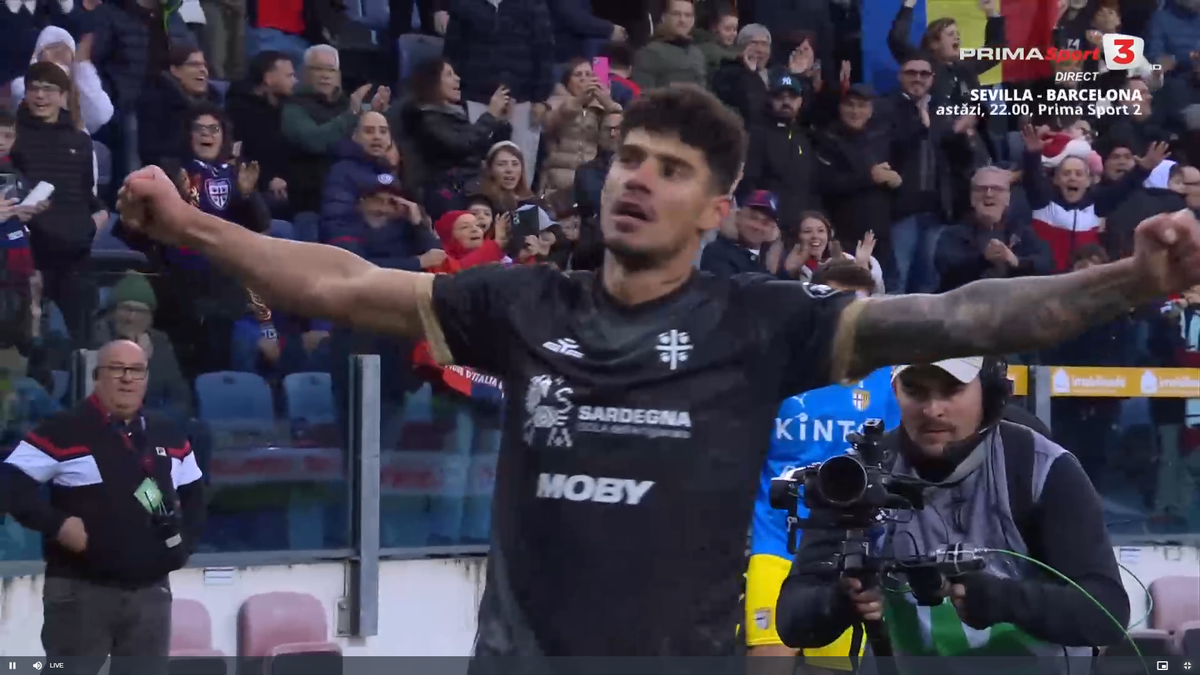 Golul lui Florinel Coman în Cagliari - Parma