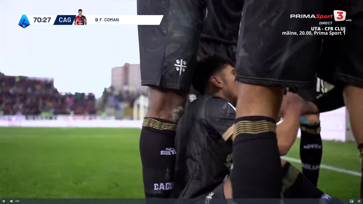 Golul lui Florinel Coman în Cagliari - Parma