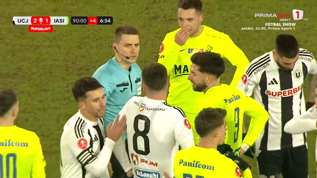 U Cluj - Poli Iași 2-2. Ioan Ovidiu Sabău explică de ce l-a schimbat la pauză pe Vladislav Blănuță și își strigă nemulțumirea: „NU ai voie!”