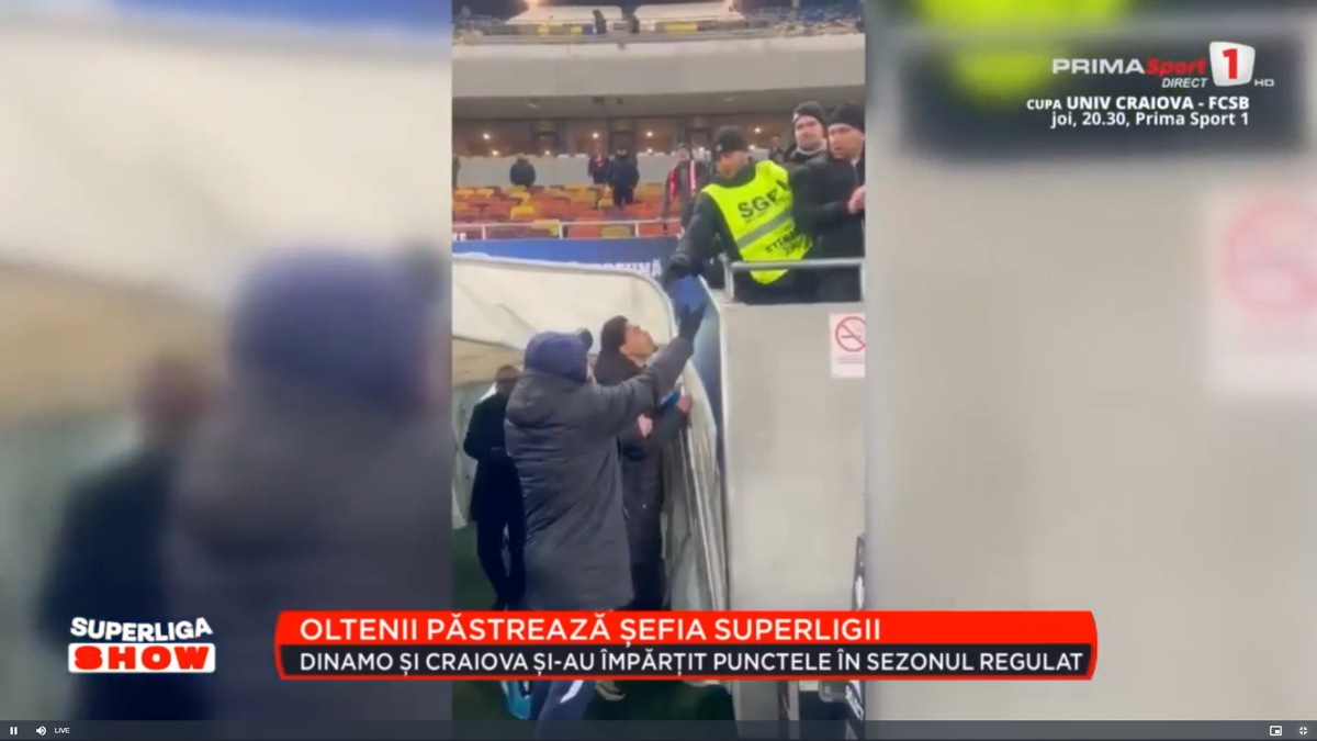 Istvan Kovacs a fost lovit de un obiect venit din tribună imediat după Dinamo - Craiova