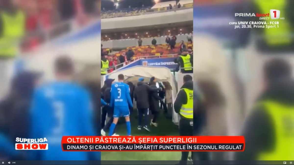 Istvan Kovacs a fost lovit de un obiect venit din tribună imediat după Dinamo - Craiova