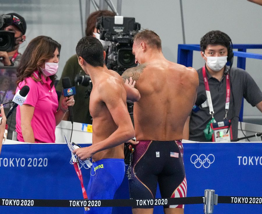 Popovici și Dressel s-au întâlnit deocamdată doar în finala olimpică de la 100 m liber, unde românul a fost pe 7, iar americanul a câștigat aurul FOTO Raed Krishan Unul dintre rivalii lui David Popovici în proba de 100 metri liber s-a întors la antrenamente