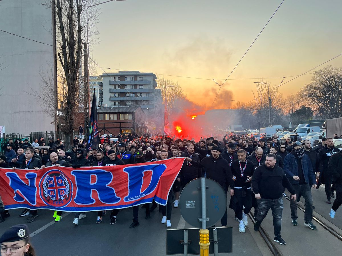 Galeria celor de la FCSB, corteo în drumul spre Arena Națională pentru derby-ul cu Rapid