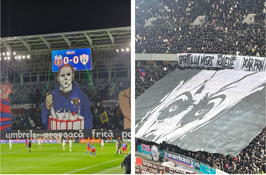 Ultrașii FCSB-ului, replică low cost pentru rivalii de la CSA Steaua » Ce scenografie au afișat în repriza secundă a derby-ului cu Rapid