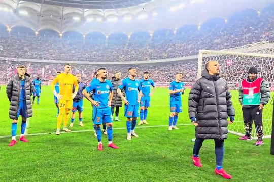 Rapid a zdrobit-o pe FCSB, scor 4-0, în ultima rundă a sezonului regulat din Superligă. După meci, elevii lui Elias Charalambous au mers în fața galeriei. Vlad Chiricheș a fost cel care a făcut pace.