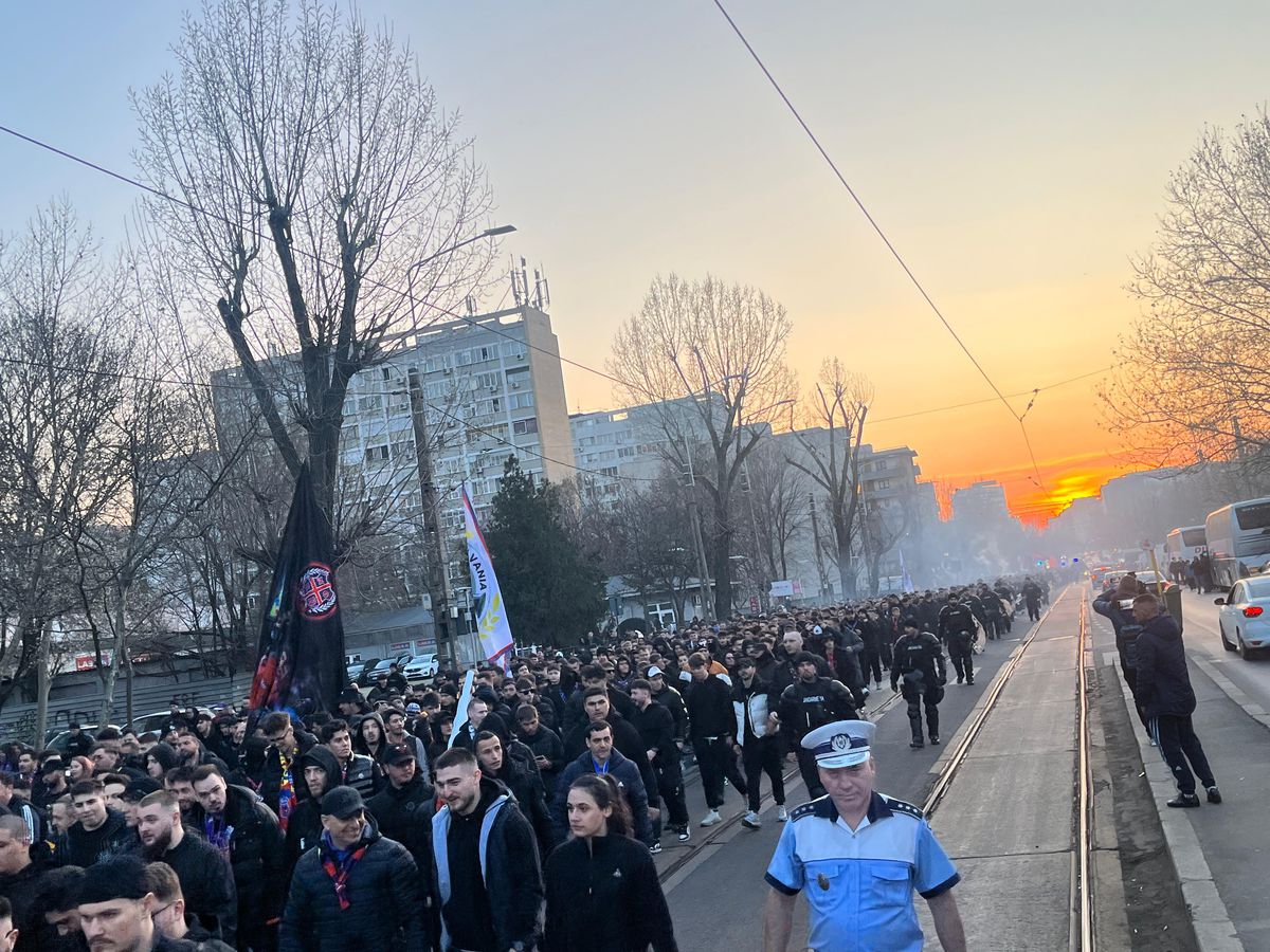 Galeria celor de la FCSB, corteo în drumul spre Arena Națională pentru derby-ul cu Rapid