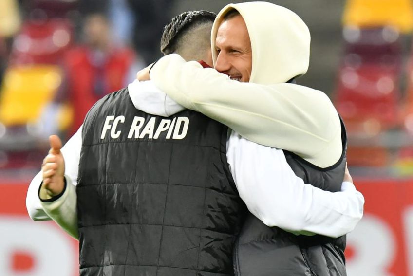 Cristian Săpunaru (39 de ani) și Vlad Chiricheș (34 de ani) au oferit un moment special înaintea derby-ului Rapid - FCSB, programat astăzi, de la ora 20:00, pe Arena Națională.