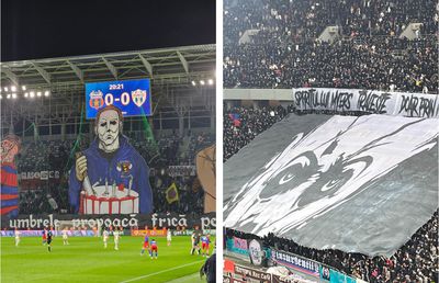 Ultrașii FCSB-ului, replică low cost pentru rivalii de la CSA Steaua » Ce scenografie au afișat în repriza secundă a derby-ului cu Rapid