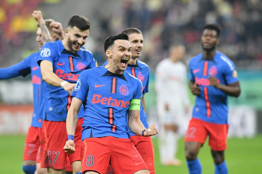 Bucuria FCSB la golul marcat de Adrian Șut în meciul cu Universitatea Craiova/ foto: Cristi Preda (GSP)