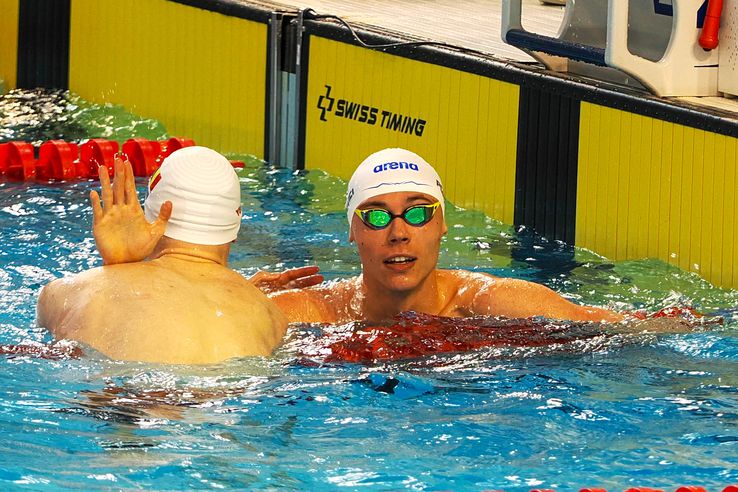 David Popovici la finalul probei de 50 m liber  la Campionatele Naționale de la Otopeni FOTO Roxana Fleșeru