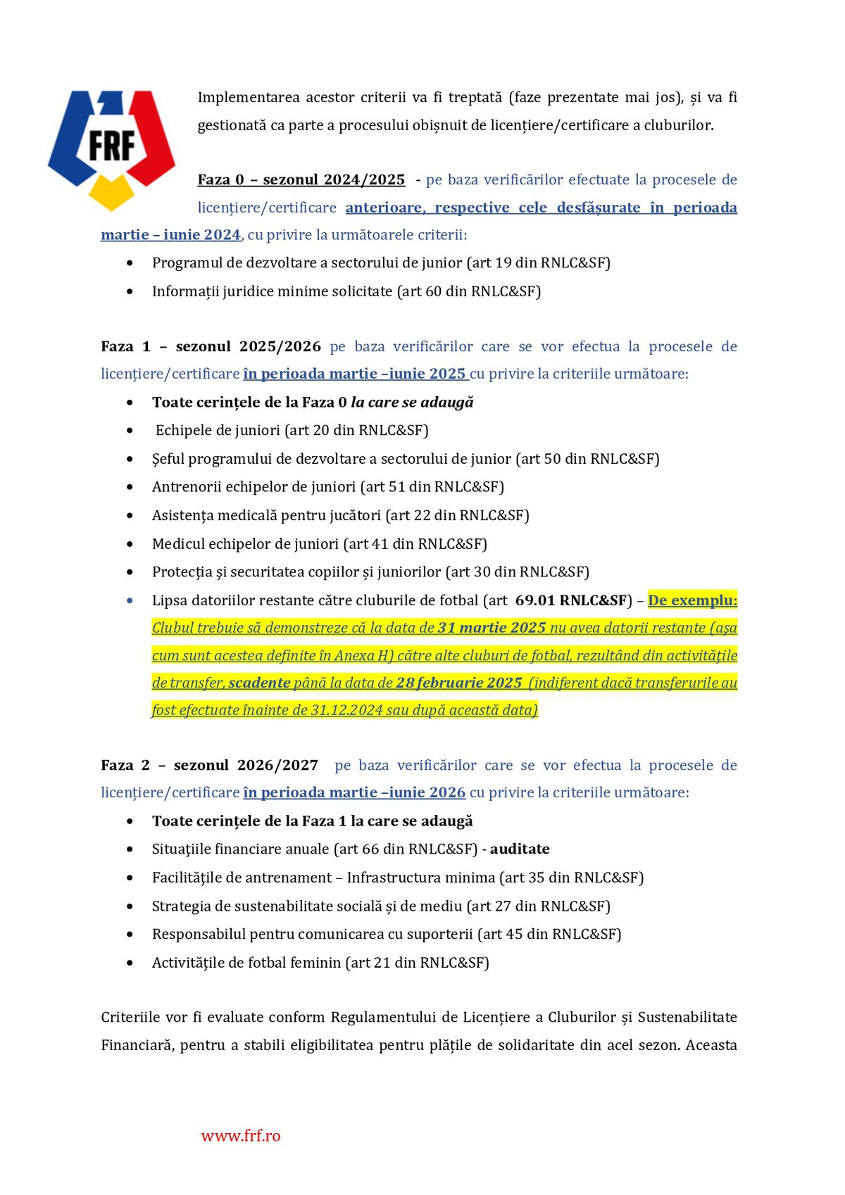 circulara FRF - fonduri solidaritate UEFA