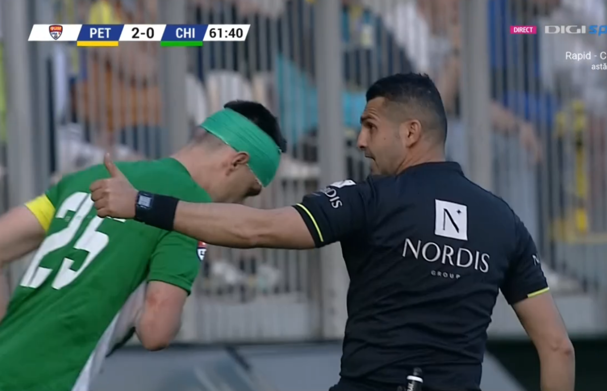 L-a umplut de sânge » Moment violent în Petrolul - Chiajna! „Roșu” direct arătat de arbitru
