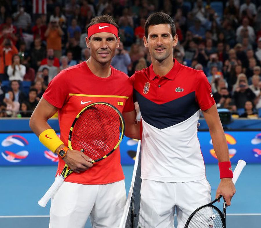 Nadal și Djokovic înaintea celei mai recente înfruntări, la ATP Cup, în ianuarie Foto Guliver/GettyImages