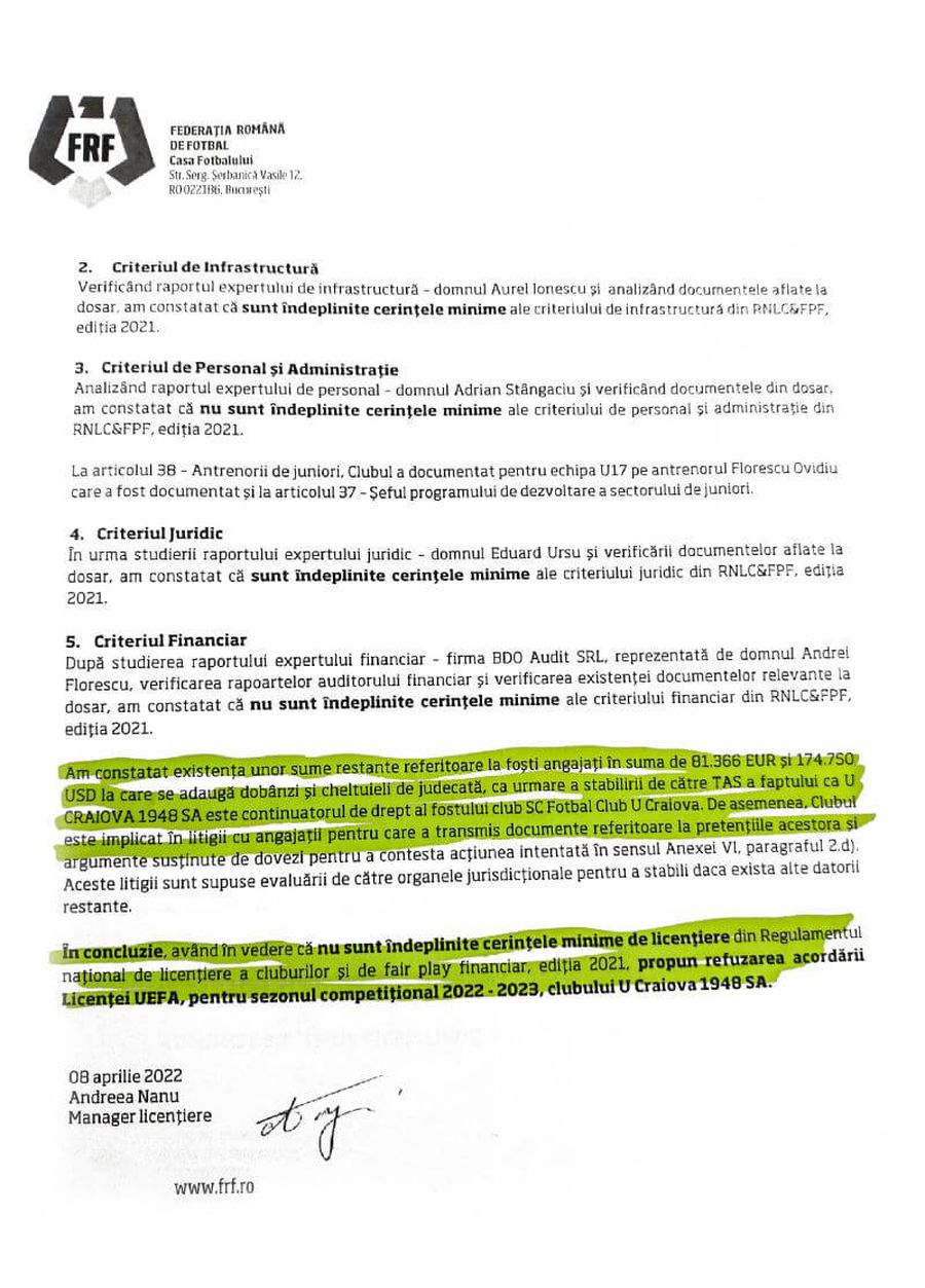 FCU Craiova se laudă că nu a luat licența UEFA » Comunicatul oltenilor: „FRF confirmă că suntem echipa originală” + Documentele prezentate de echipa lui Mititelu