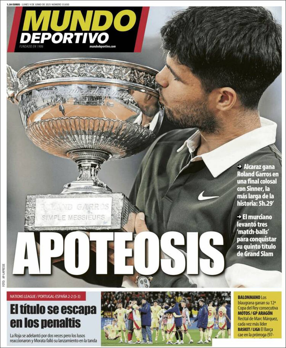 Carlos Alcaraz, prezent pe prima pagină a ziarelor spaniole din toate comunitățile, după triumful istoric de la Roland Garros