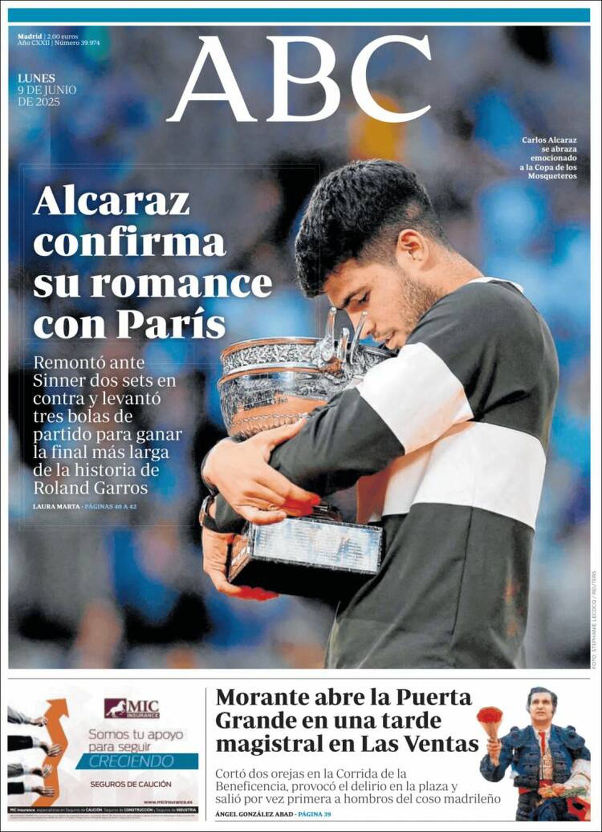 Carlos Alcaraz, prezent pe prima pagină a ziarelor spaniole din toate comunitățile, după triumful istoric de la Roland Garros